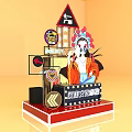 Traditional Chinese Opera Themed Photo Spot With Painted Face Decor In Square