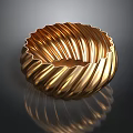 Golden Metallic Decorative Container With Corrugated Design For Lifestyle Use
