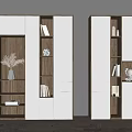 Modern White And Wooden Bookcase Design With Layered Shelves Decorations And Lighting
