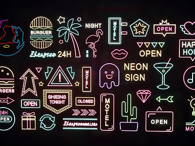 Colorful Neon Decorative Lights With Creative Designs And Various Themes For Night Decor 3d model