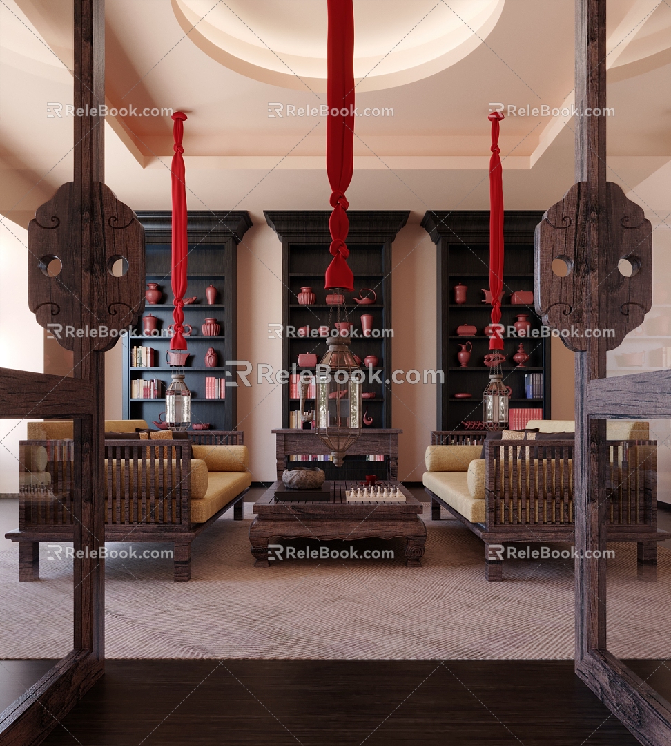 New Chinese Living Room 3d model