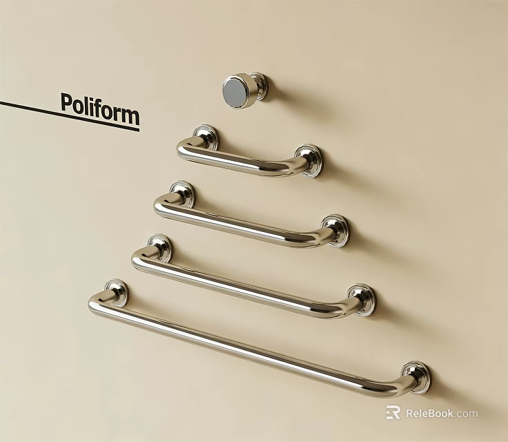 Poliform Stainless Steel Modern Handles With Five Different Lengths Wall Mounted Sleek Design 3d model 