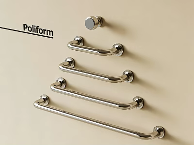 Poliform Stainless Steel Modern Handles With Five Different Lengths Wall Mounted Sleek Design 3d model