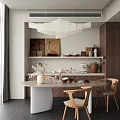 Elegant Restaurant Interior With Wooden Decor Chandelier Round Dining Table And Chairs