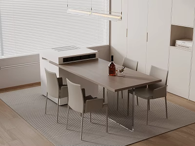 Modern Simple Island Table and Chair 3d model
