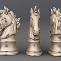 Three Elegant Knight Chess Pieces with Marble Texture for Classic Board Game Entertainment
