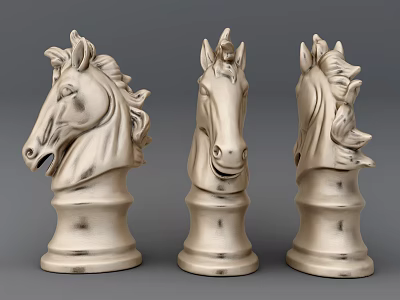 European-style Chess Piece Classical Horse Head Chess Piece 3d model