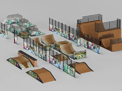Modern Skateboard Field 3d model