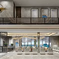 Modern Sales Office Interior Design With Spacious Lobby Reception Area And Sofa Seating