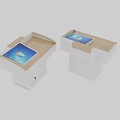 White Self Service Kiosks With Wooden Top And Touch Screen