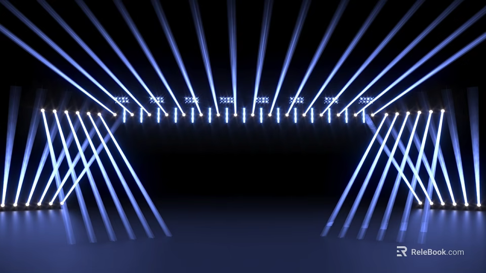 Futuristic Stage Design With Blue And White Illuminating Lights And Modern Tech Vibe 3d model 
