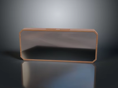 Elegant Natural Wooden Rectangular Mirror With Smooth Frame And Reflective Surface 3d model