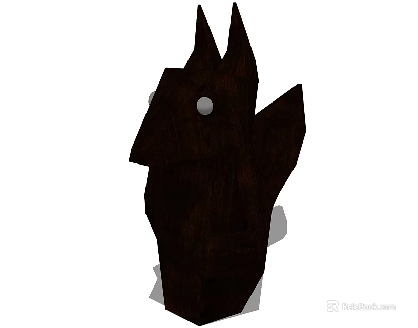Wooden Animal Head Decorative Ornament Piece With White Accent Eyes For Home Decoration 3d model 