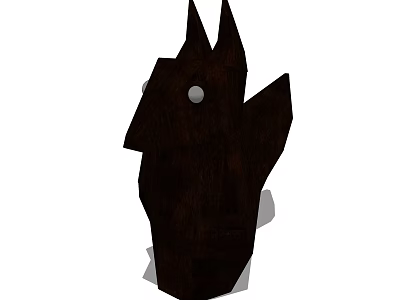 Wooden Animal Head Decorative Ornament Piece With White Accent Eyes For Home Decoration 3d model