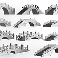 Various Landscape Bridge Designs With Arched Structures Railing And Step Features