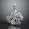 Intricate Carved Silver Pendant Sculpture With Detailed Feather And Round Shape