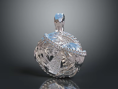 Intricate Carved Silver Pendant Sculpture With Detailed Feather And Round Shape 3d model