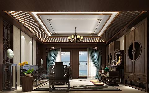 Chinese Buddhist Hall 3d model