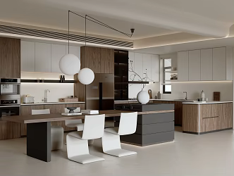 Middle style open kitchen 3d model