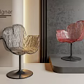 Modern Designer Dining Chairs in Silver Gold and Red with Unique Leaf Shape 3d model