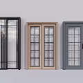 Modern Sliding Doors with Glass Panels in Black Wooden and Gray Finishes
