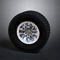Car Tire With Silver Alloy Rim And Black Tread Design For Vehicles