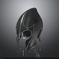 Shiny Silver Metal Warrior Helmet With Reflective Surface And Eye Slits 3d model