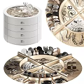 Rotating Jewelry Organizer With White Drawer Storage And Wooden Compartments For Accessories