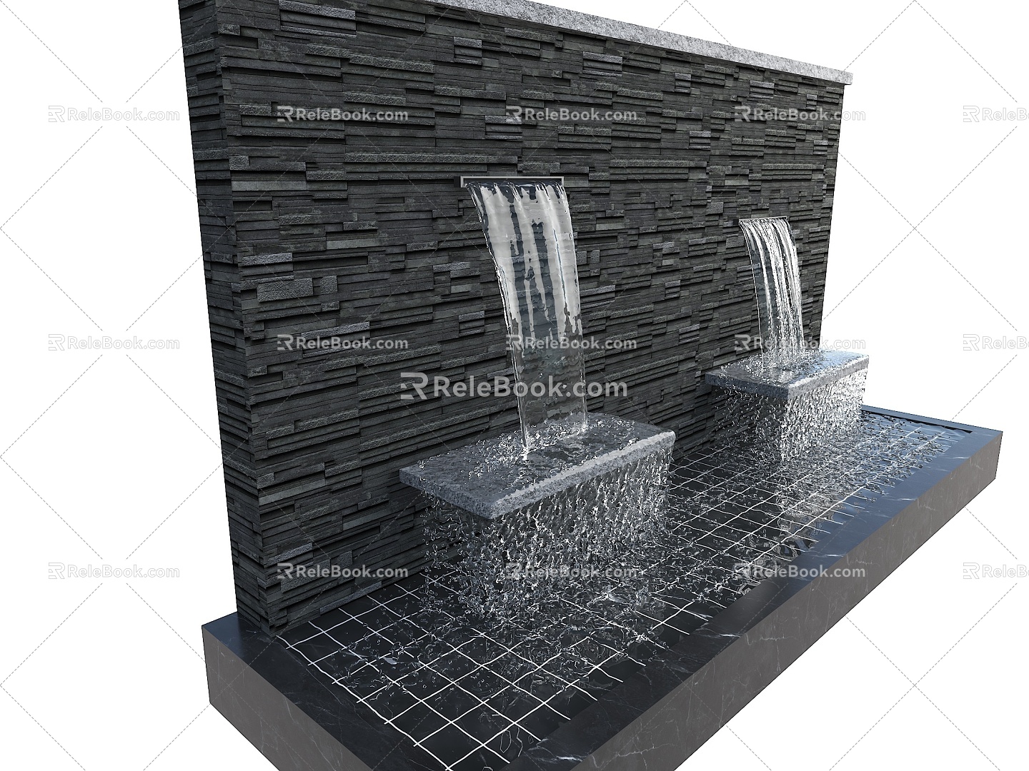 Modern Courtyard Pool Waterscape Wall Falling Water Wall Flowing Water Wall Modern Home Courtyard Courtyard Garden Courtyard Landscape model