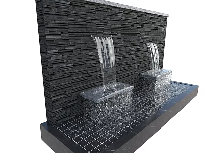 Modern Courtyard Pool Waterscape Wall Falling Water Wall Flowing Water Wall Modern Home Courtyard Garden Courtyard Landscape 3d model