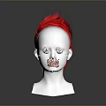 White Head Mannequin Showcasing Vibrant Red Short Layered Hair Wig Style