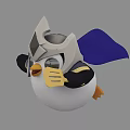 Adorable Penguin Game Character In Heroic Pose With Gray Helmet And Blue Cape