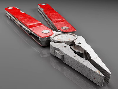 3D Rendered Red Handle Pliers With Metal Jaws And Ergonomic Grip Design 3d model