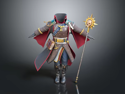 Elegant Lifestyle Clothing Collection Featuring Red Cloak Leather Boots And Badge 3d model