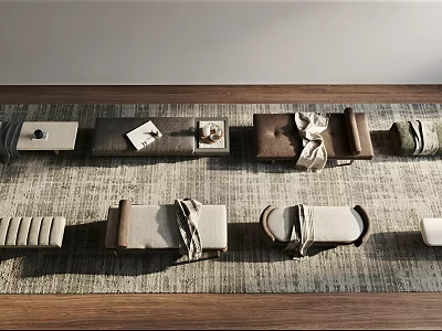 Various Stylish Bed Bench Designs With Upholstered Seats And Wooden Frames 3d model