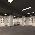 Ancient Landscape Painting With Animals Displayed In Modern Gallery With Lights
