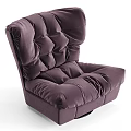 Single Purple Velvet Tufted Sofa with Plush Backrest and Black Base for Modern Living Room