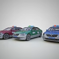 Colorful Taxi Cars with Roof Signs in Red Green and Blue