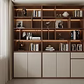 Modern Display Cabinet with Multiple Shelves Built-in Lighting Books Decor Items and Photo Frames