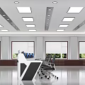 Bright Spacious Modern Conference Room With Recessed Ceiling Lights Large Windows And Ergonomic Meeting Chairs