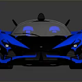 Sleek Blue And Black Supercar With Aerodynamic Body And Rear Spoiler