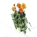 Vibrant Bush With Orange And Yellow Flowers And Lush Green Leaves
