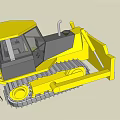 Yellow Bulldozer Functional Vehicle With Tracks Front Blade And Operator Cab 3d model