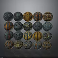 Colorful Decorative Spheres With Intricate Geometric Patterns In Layered Cube Arrangement