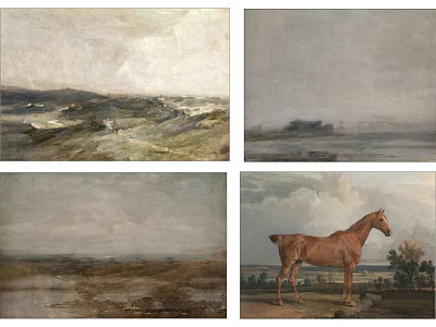 Animal Painting of a Brown Horse Standing in Natural Landscape with Green Grass and Sky 3d model