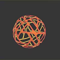 Orange Black Hollow Sphere 3D Model with Lattice Geometric Design 3d model