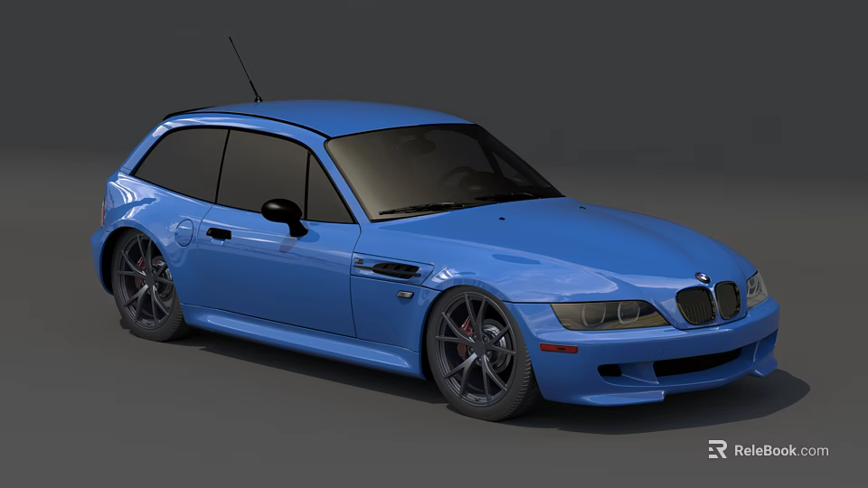 Blue Two Door Sports Car With Sleek Body Lines And Alloy Wheels 3d model 