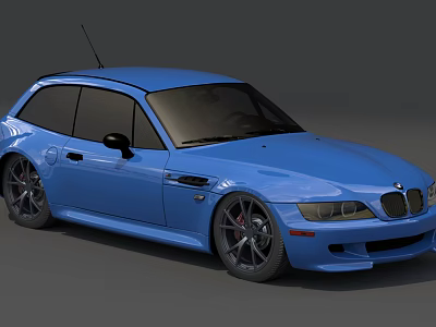 Blue Two Door Sports Car With Sleek Body Lines And Alloy Wheels 3d model