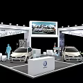 Volkswagen Exhibition Booth With Car Display Showcasing Golf Variant And CrossGolf Vehicles