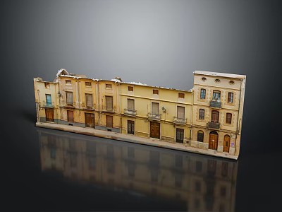 Classical European Architecture Featuring Multi Story Terrace Beige Facade Windows Doors And Balconies 3d model